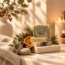 Load image into Gallery viewer, Christmas Trio | Handcrafted Holiday Soaps with Soap Saver Bag
