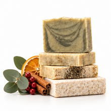 Load image into Gallery viewer, Christmas Trio | Handcrafted Holiday Soaps with Soap Saver Bag

